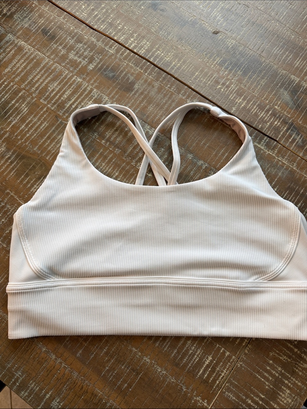 lululemon athletica Ribbed Crossback Sports Bra in Pale Pink